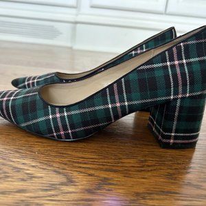 Ann Taylor Plaid Block Heel Pumps